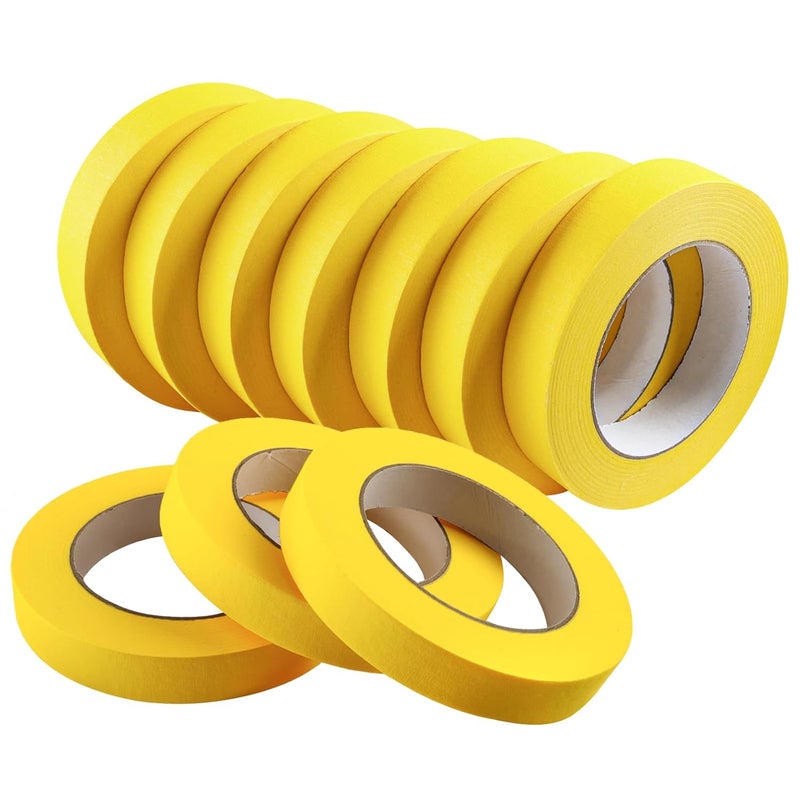 G GEYYANG Yellow Painters Tape, Automotive Masking Tape - Yellow Masking Tape for Walls Painting, DIY Crafting, Labeling, Art, Car - 0.75 Inch x 55 Yards x 10 Rolls - Image 1